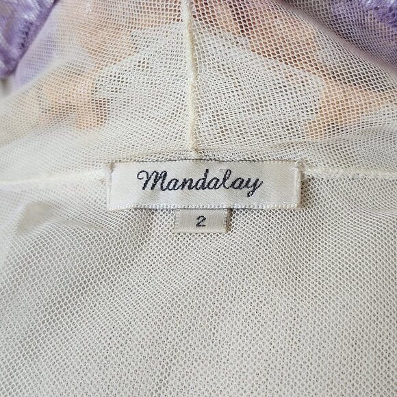 💥WOW! MANDALAY Fairy Sheer Appliqué Ruffled Collar Blouse Top Embellished Y2k - Picture 15 of 16